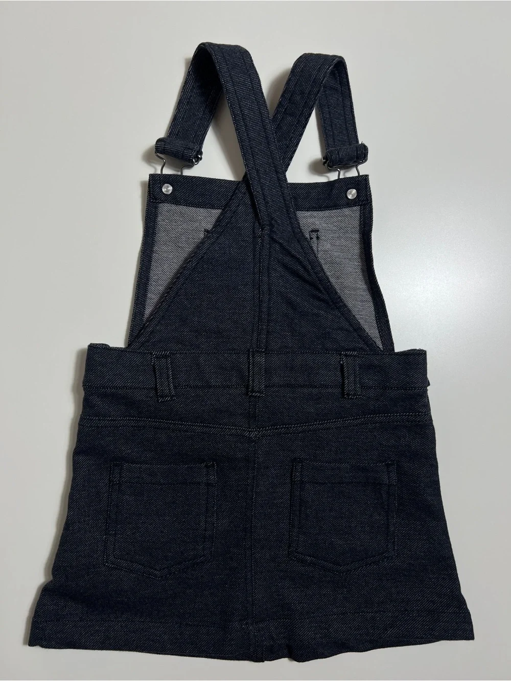 Disney Store Girls Denim Pinafore Dress Size 4 104 Adjustable Straps Dark Wash
